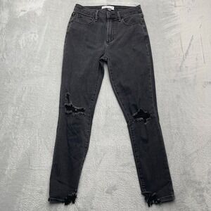 Abercrombie Fitch Curve High Rise Skinny Ankle Jeans Women 6x28 Black Distressed